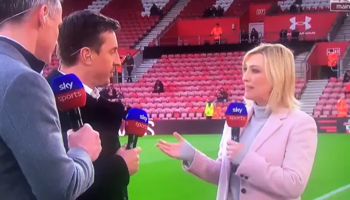 Neville And Carragher Walk Away From Kelly Cates In Bizarre Interview  - FootyNews.co.uk